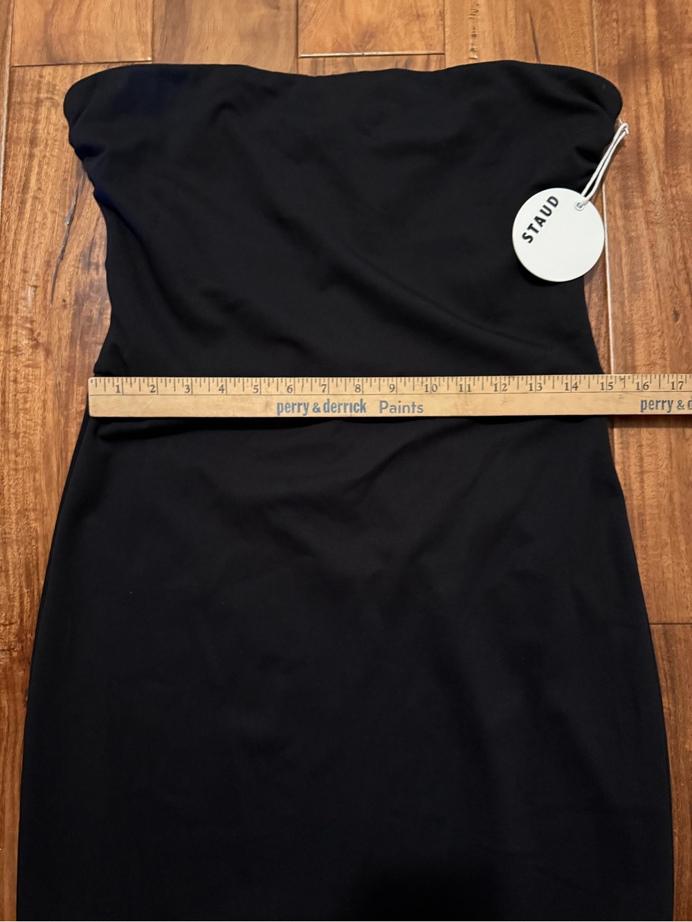 NWT STAUD Cortona Black Strapless Midi Dress sz L - Picture 7 of 15